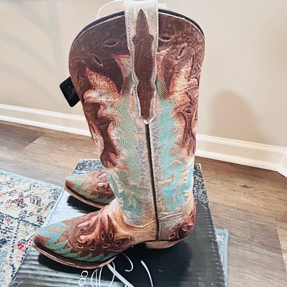 Dan Post All Eyes On Me Turquoise Cowgirl Boots Pointed Toe Women’s Size 7 New - Picture 13 of 16